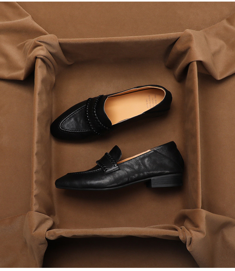 Peep Toe Heels - SHOEBOX Retro-Loafer aus weichem Schafsleder, vielseitige