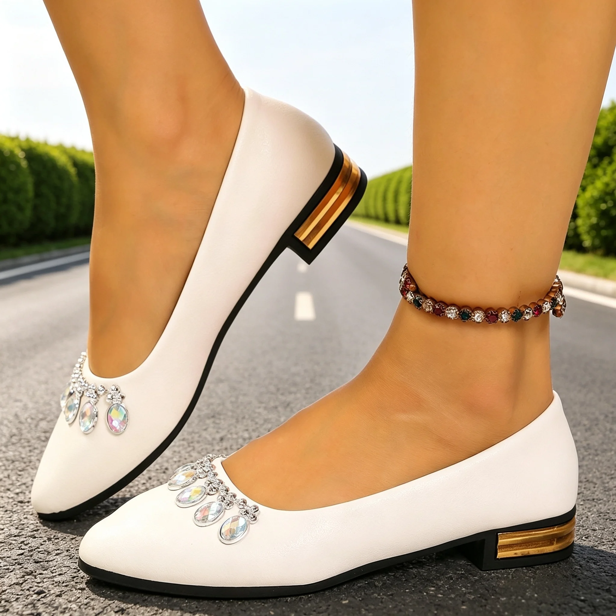 Women Shoes Store - Damen Flache Schuhe mit Spitzer Zehenpartie,