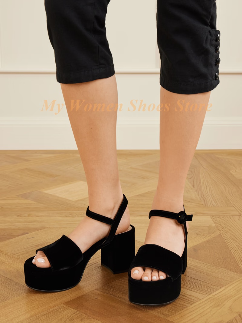 Kids Shoes Women - Chunky Heel Wildleder Plateau-Sandalen für Damen,