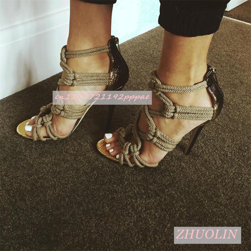 Kids Shoes Women - Weibliche Geflochtene Seil Offene spitze Sandalen