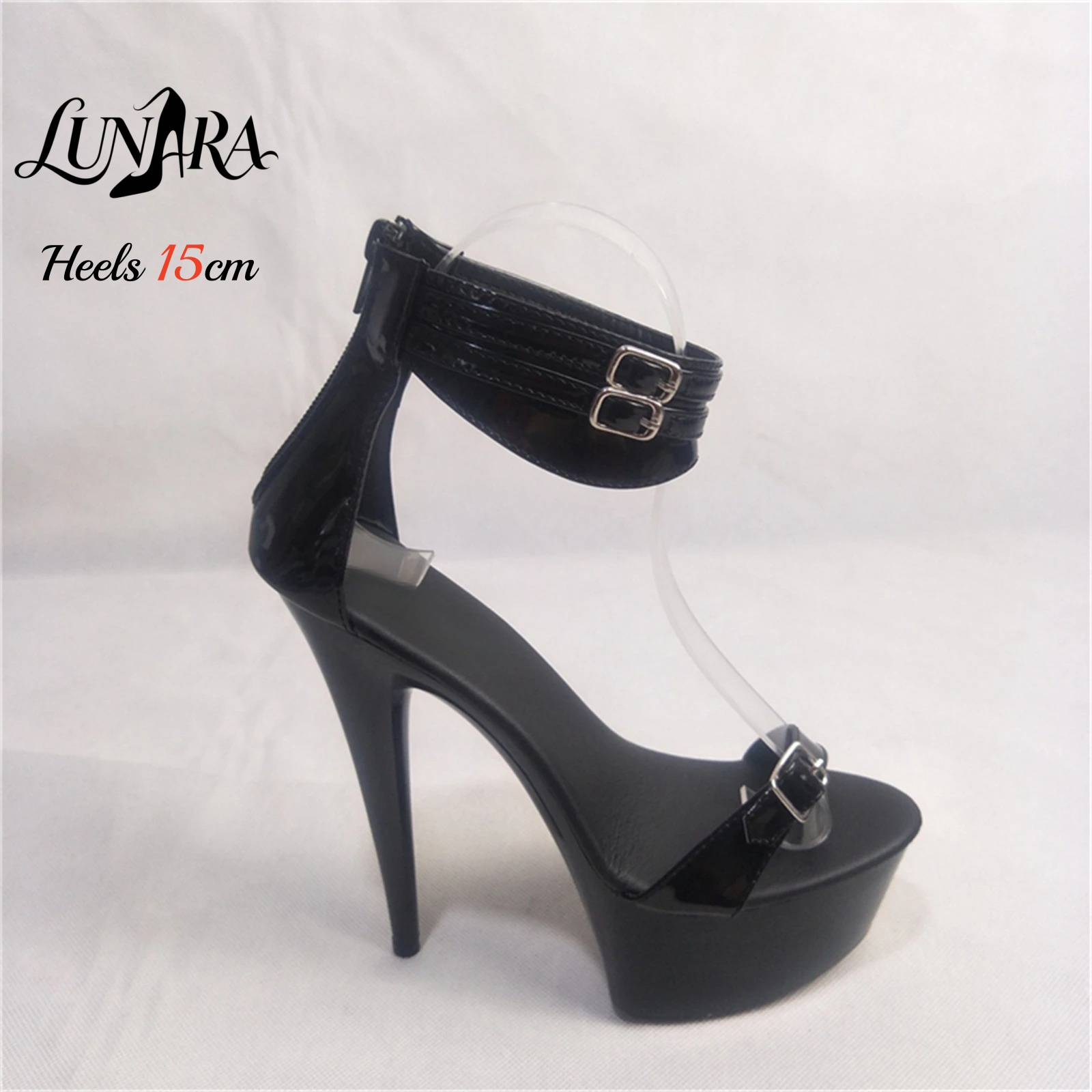 15cm Schwarze Lackleder PU Hig – Peep Toe Heels Bewertung und Preis