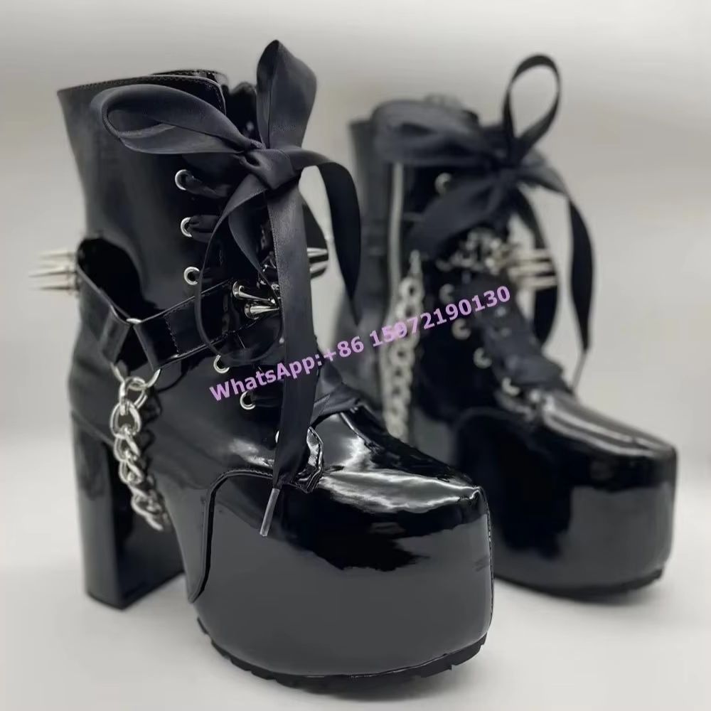 Schwarze Stiefel mit Bandverzi – Ribbon Tie Heel Bewertung und Preis