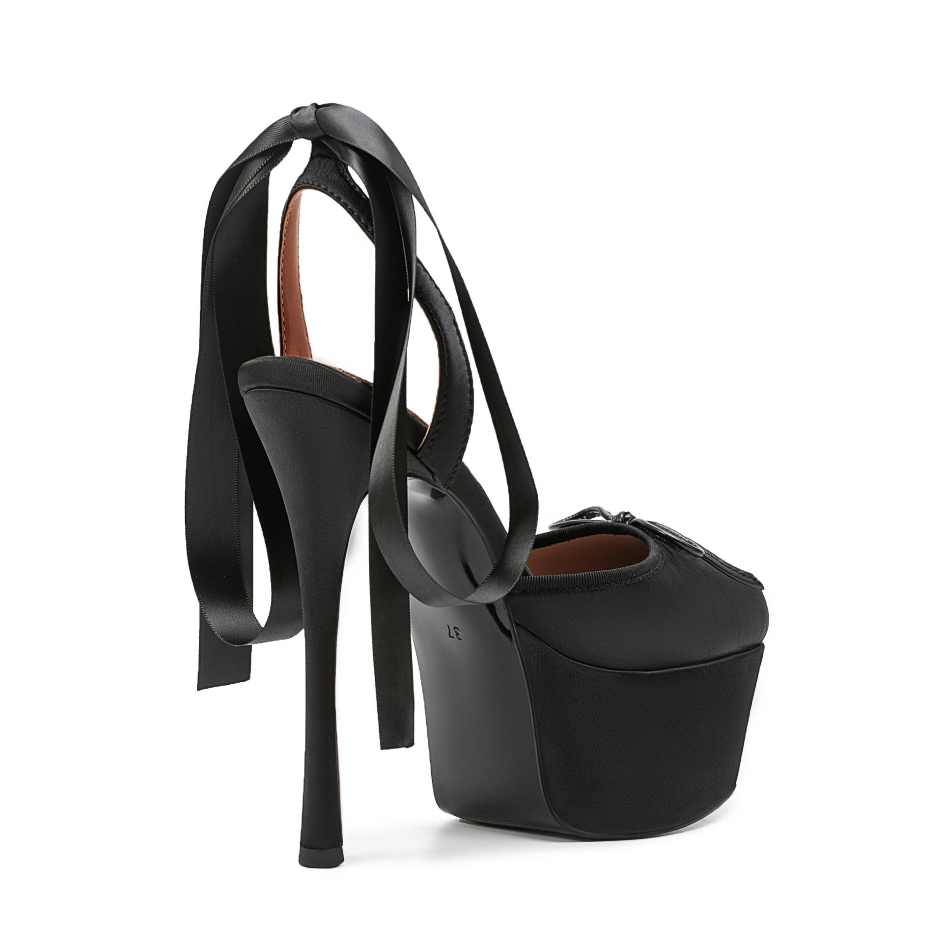 Damen-Satin-Plateau-Pumps mit  – Ribbon Tie Heel Bewertung und Preis