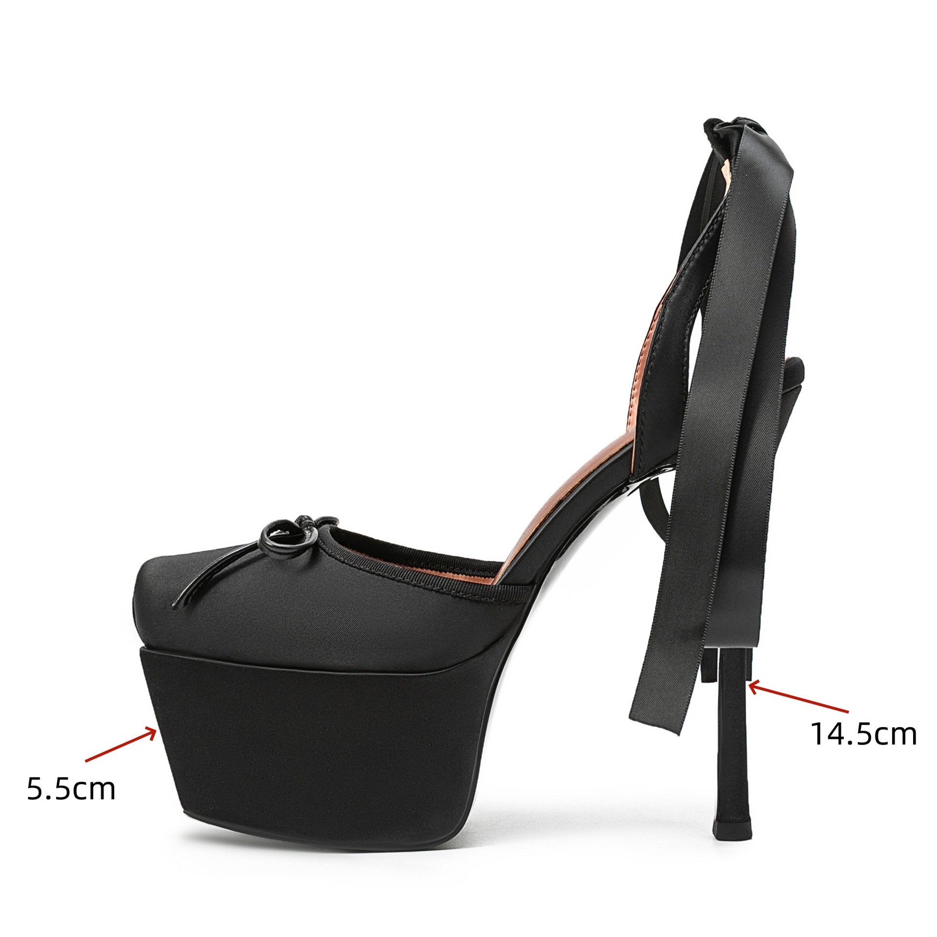 Damen-Satin-Plateau-Pumps mit  – Ribbon Tie Heel Bewertung und Preis