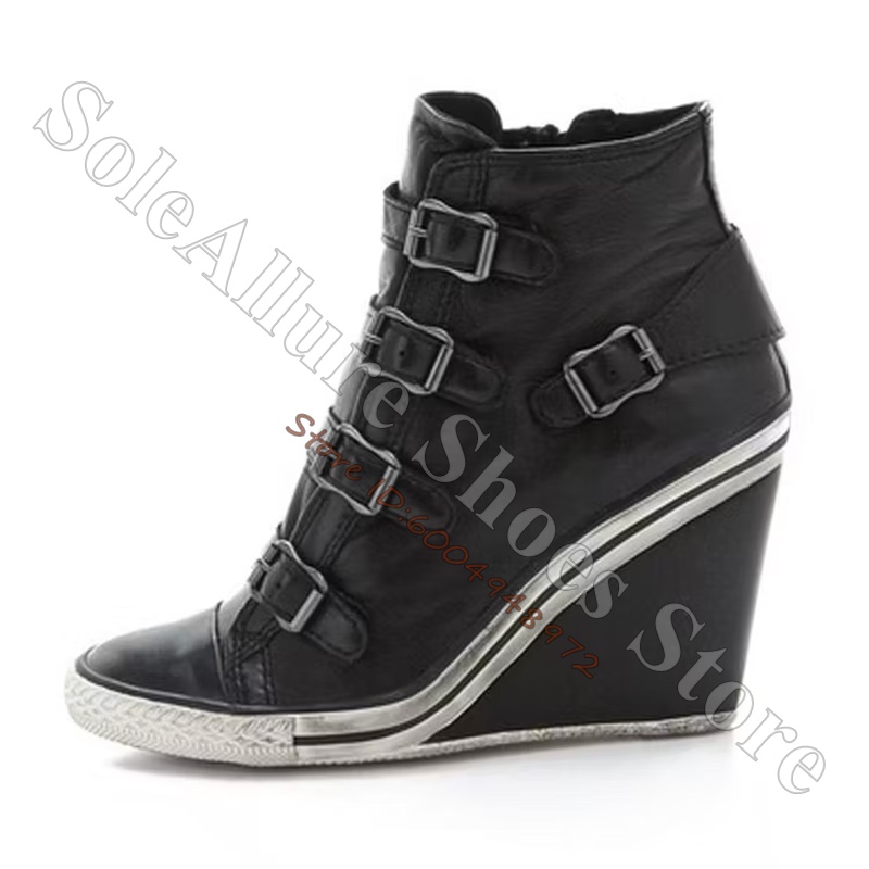 Graue High-Top-Keilabsatz-Snea – Women Shoes Store Bewertung und Preis